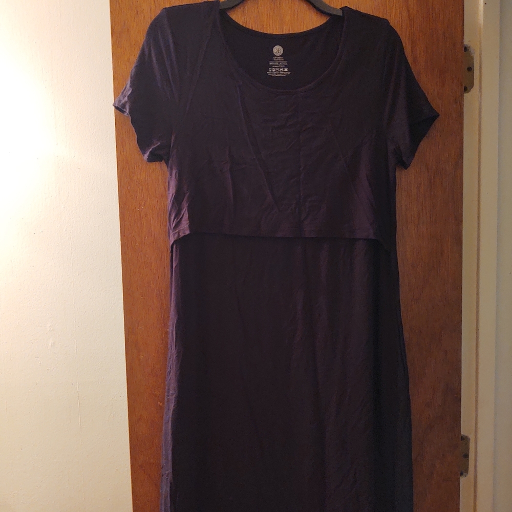 Kindred Bravely Eleanora Bamboo Maternity & Nursing Lounge Dress, medium, black